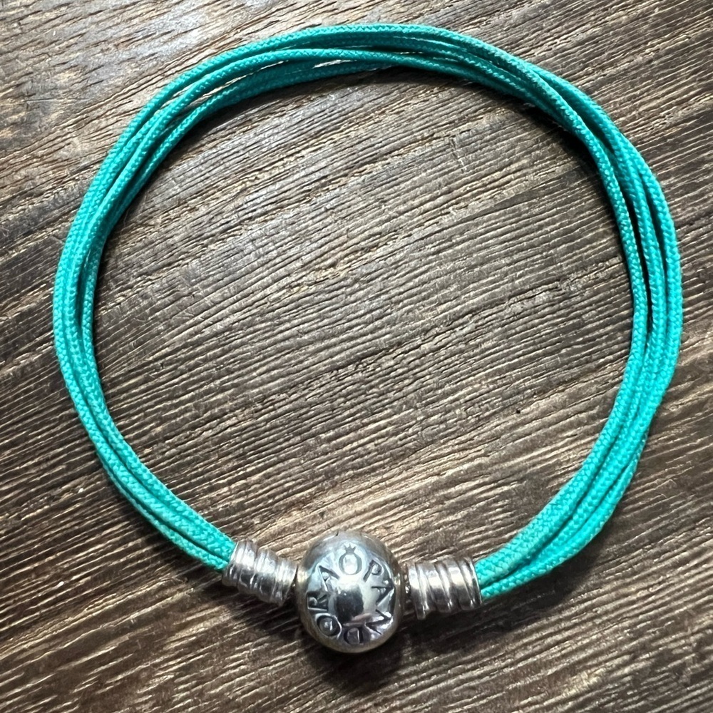 Pandora Retired Moments Teal Multi-Strand Bracelet 925 
6 3/4” B29